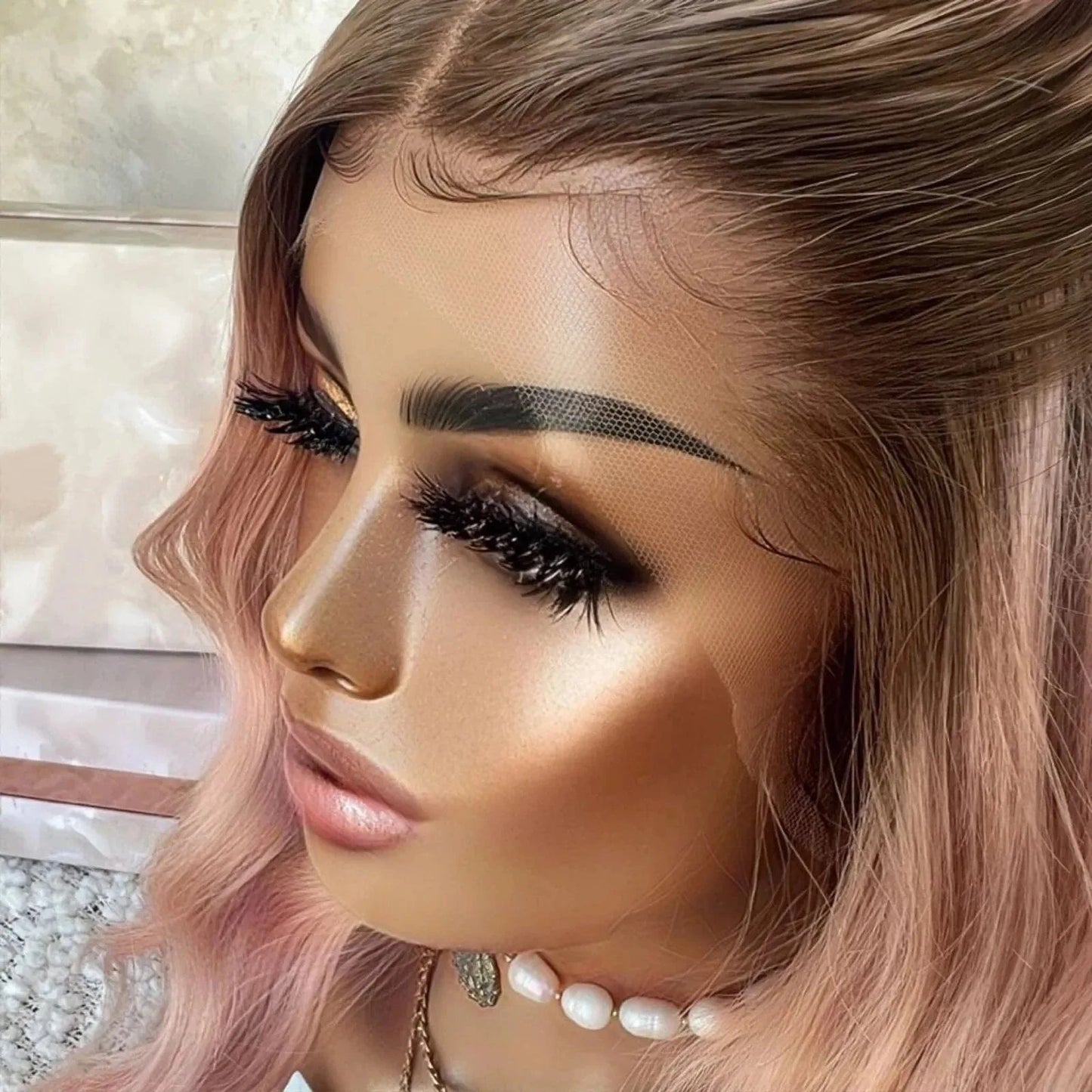 Freedom Quality Ombre Pink Color Body Wave Wig Virgin European Cuticle Aligned Hair HD Transparent Lace Front Wigs For Women