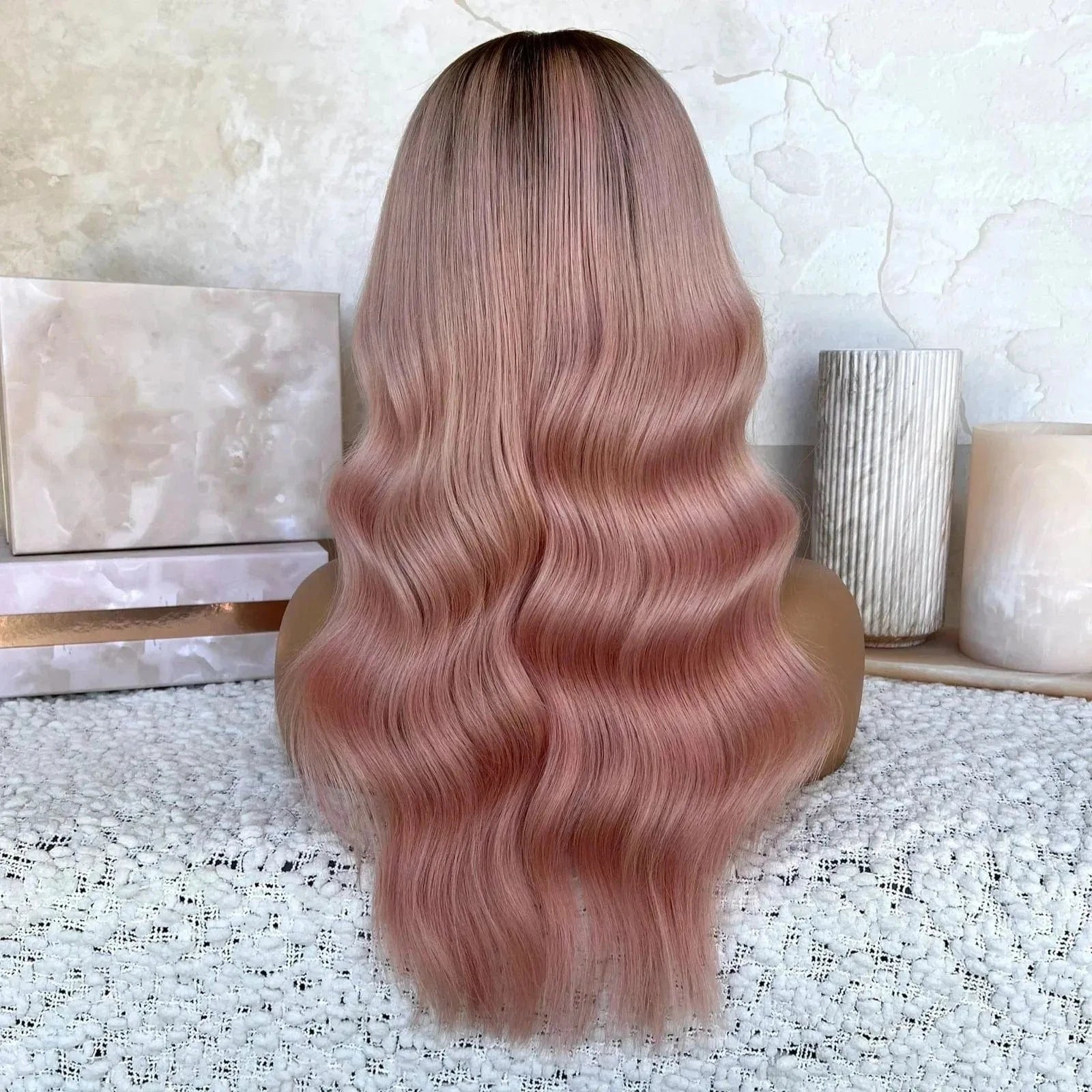 Freedom Quality Ombre Pink Color Body Wave Wig Virgin European Cuticle Aligned Hair HD Transparent Lace Front Wigs For Women