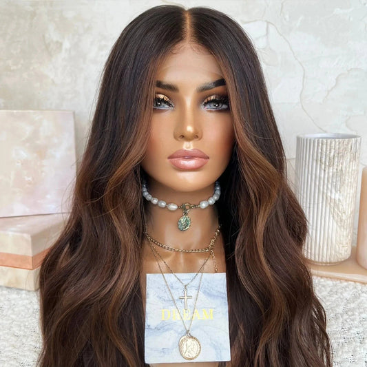 Freedom Quality Wig 150% Density #4 Brown Balayage Color Body Wave 100% Virgin Remy Cuticle Aligned Human Hair Lace Front Wigs