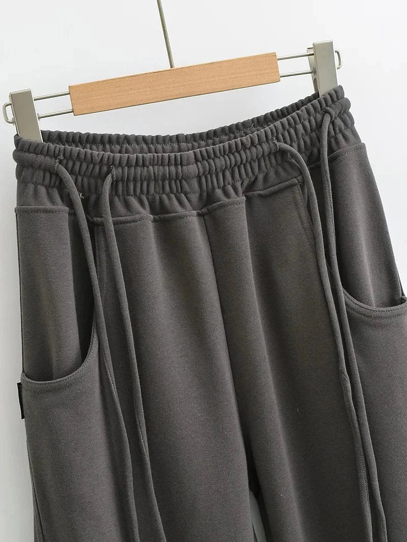 French Cotton Terry Custom High Quality Ladies Sweatpants Front Slip Pocket Joggers Long Pants Cargo Pants Joggers Women