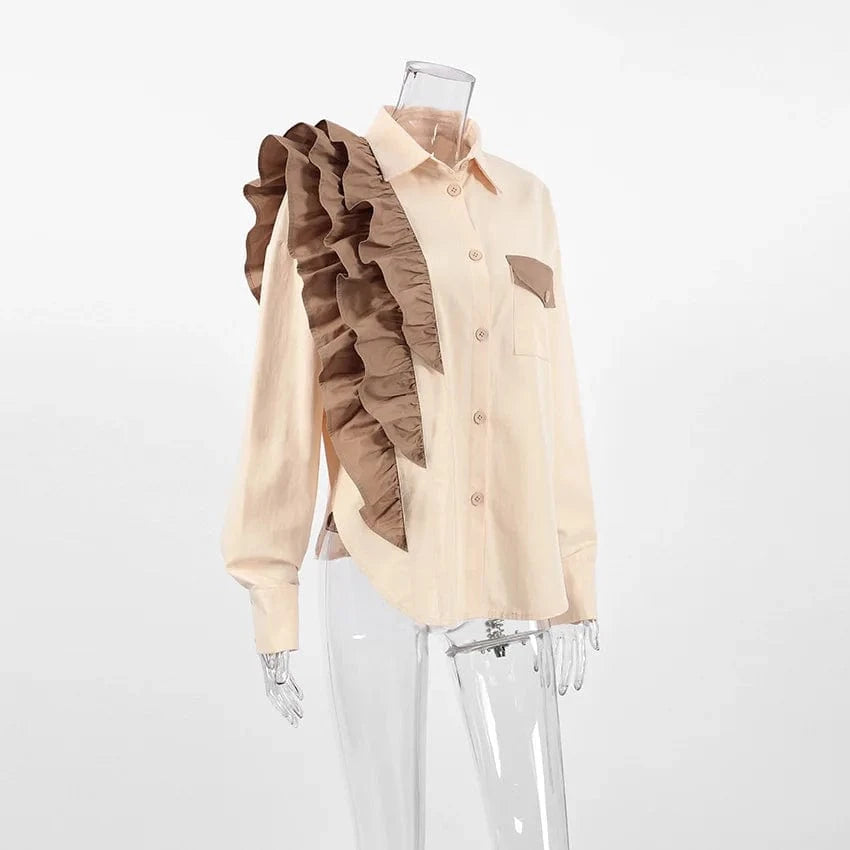 French Design Sense Of Minority Shirt Asymmetrical Top 2023 Autumn And Winter New Europe And the United States