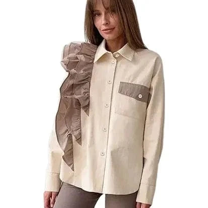 French Design Sense Of Minority Shirt Asymmetrical Top 2023 Autumn And Winter New Europe And the United States