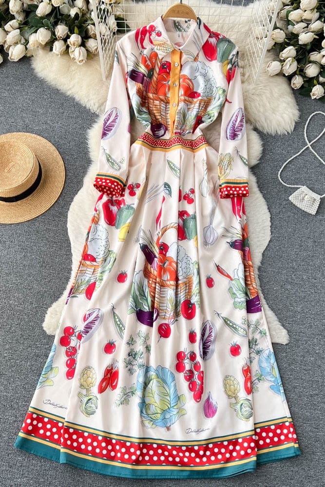 French style retro fashion personality print with ins court style  slim dress large plus size skirt party  dress