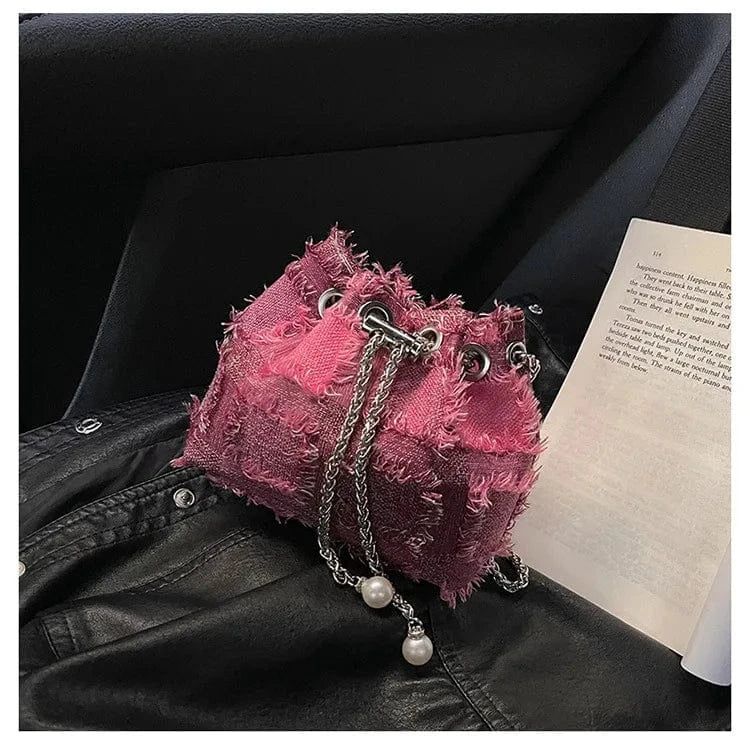 Fringed Tassel Women's Bags Retro Design Denim Trend Crossbody Bag Quality Bucket Bags Handbags for Women Small New Purses