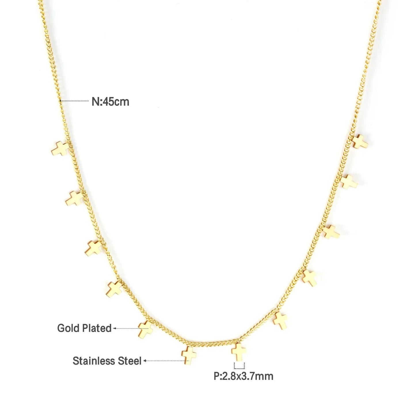 Ftainless steel necklace for ladies Stars and moon non tarnish Gold plating triangle stainless steel necklace