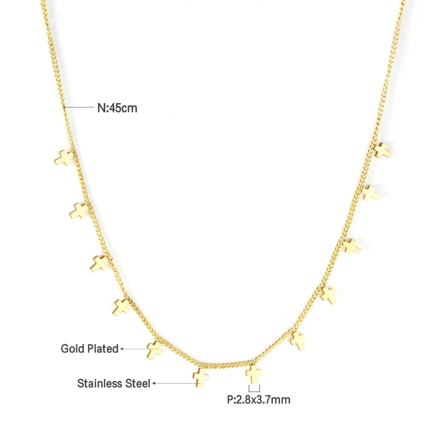 Ftainless steel necklace for ladies Stars and moon non tarnish Gold plating triangle stainless steel necklace