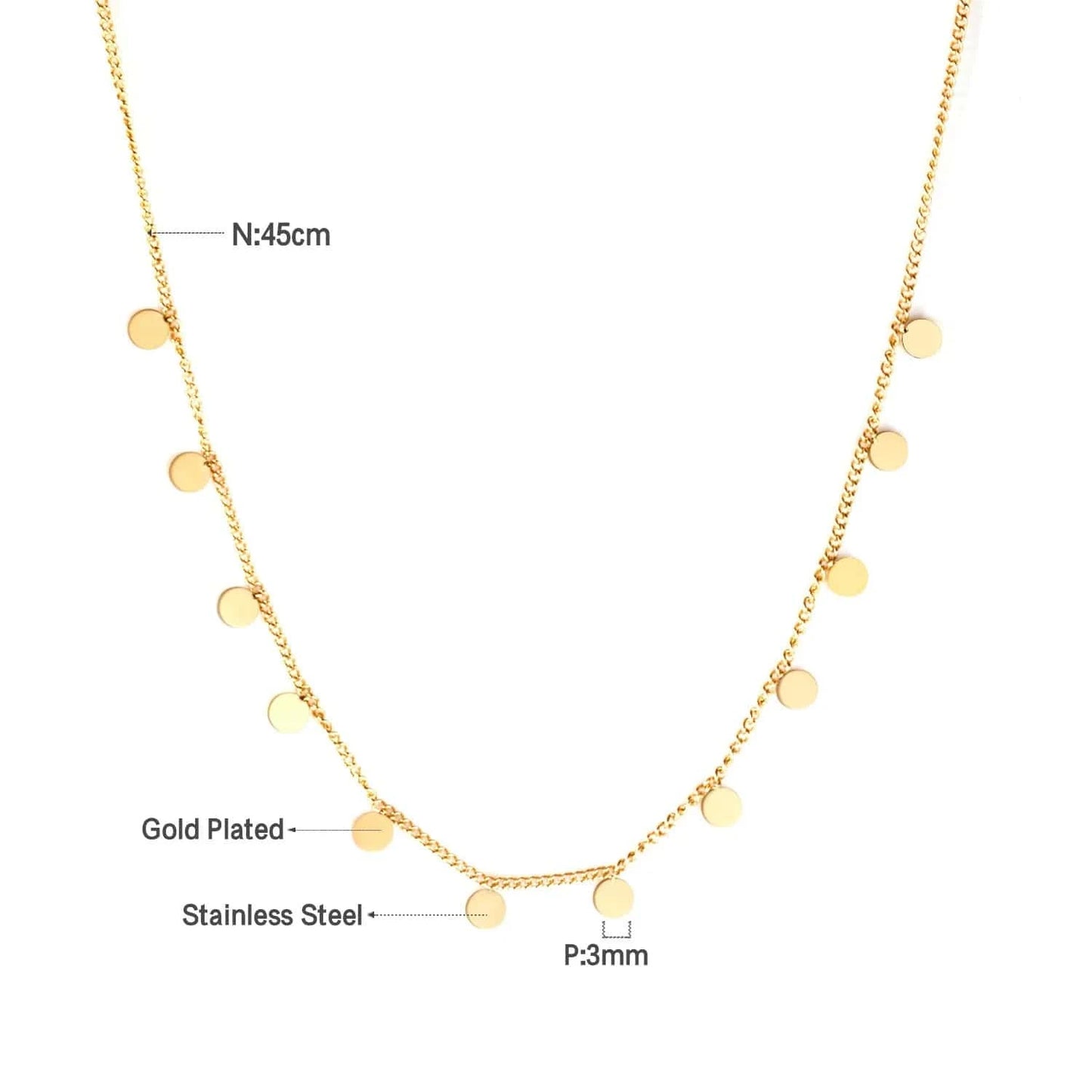 Ftainless steel necklace for ladies Stars and moon non tarnish Gold plating triangle stainless steel necklace