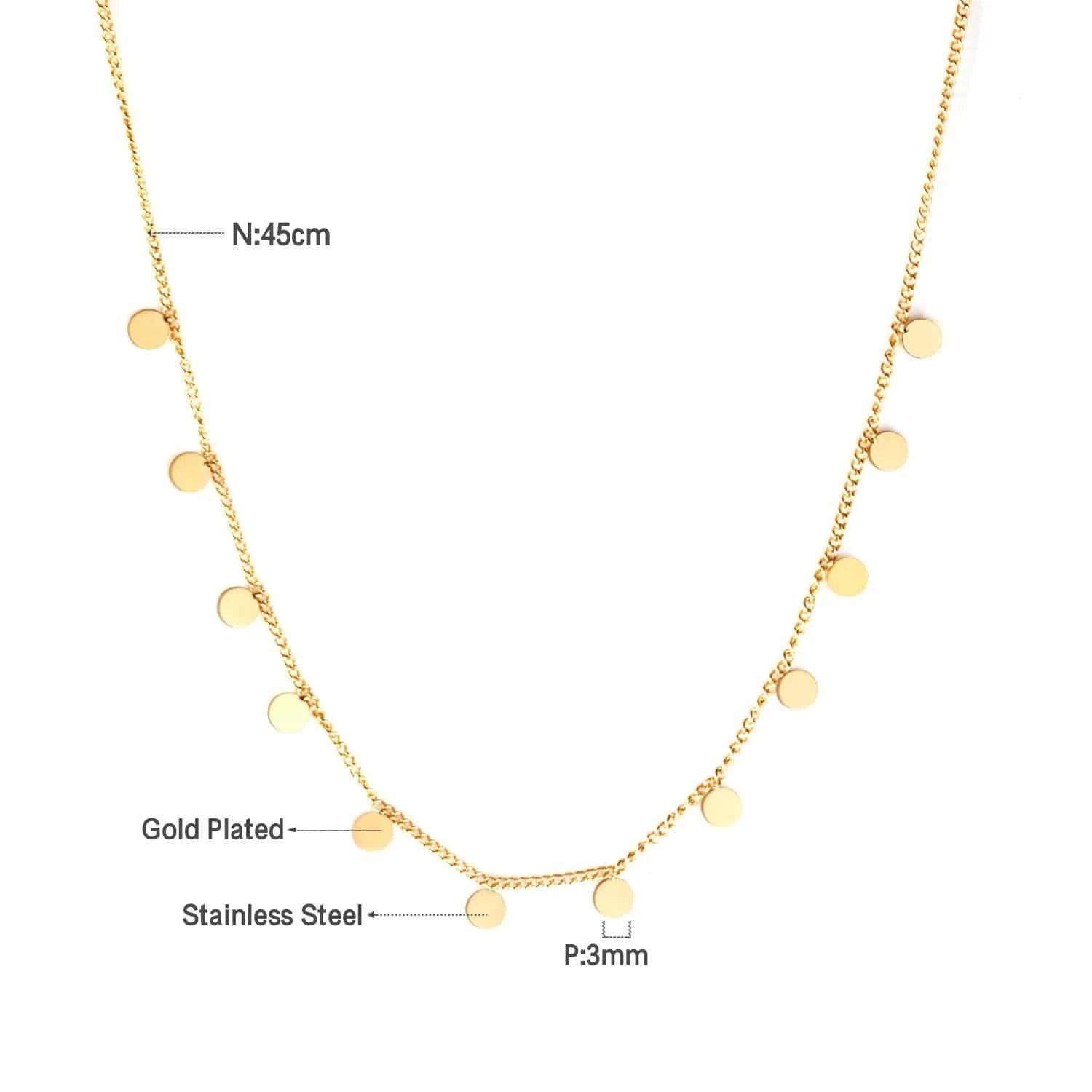 Ftainless steel necklace for ladies Stars and moon non tarnish Gold plating triangle stainless steel necklace