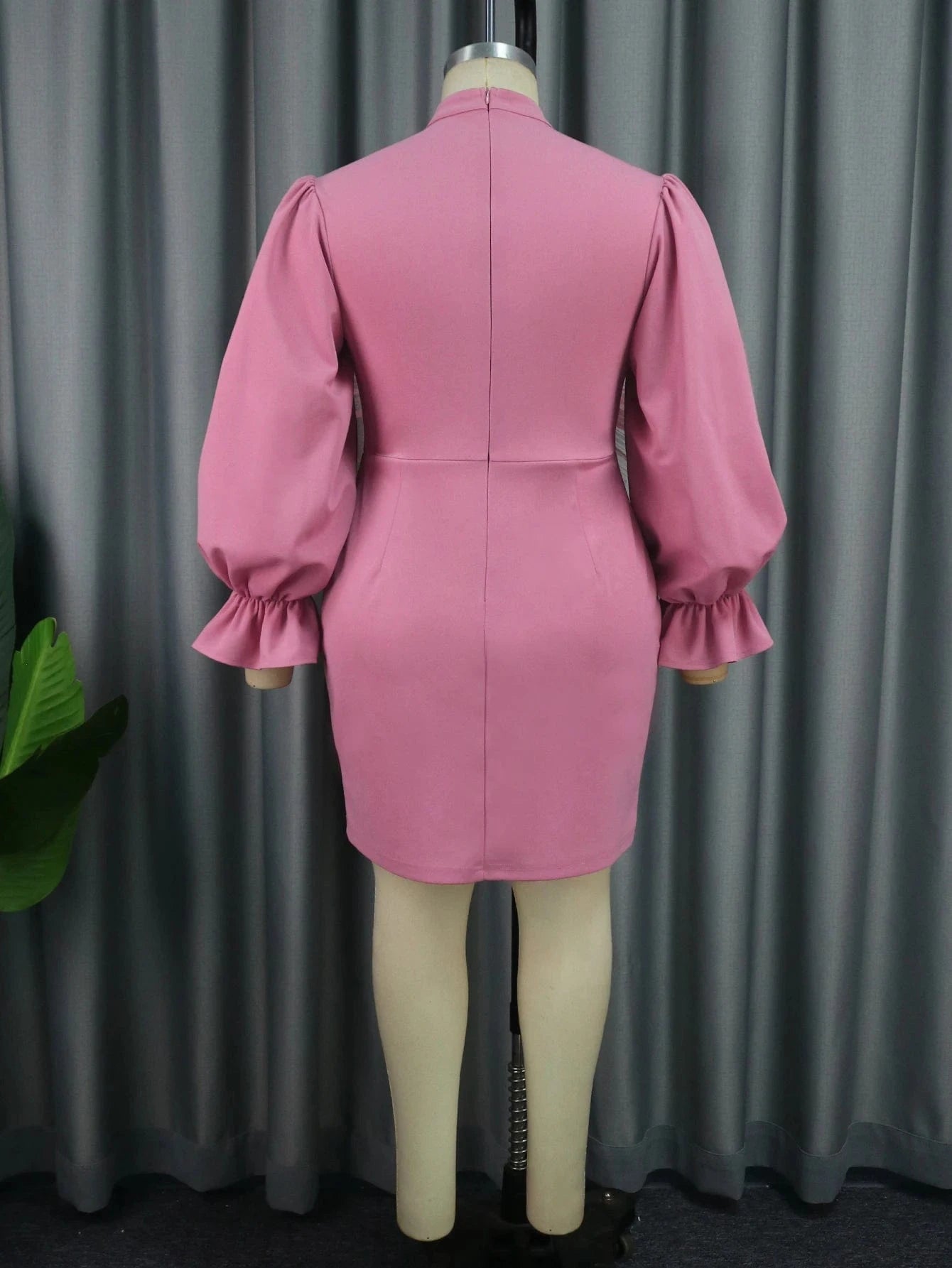 Full Flare Sleeve Mini Sequined Ruffle AOMEI Pink Women Prom Dresses