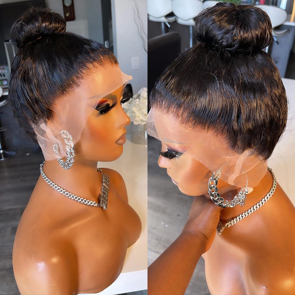 Full Lace Human Hair Wig Pre Natural Black Plucked Curly Wigs For Women HD Transparent Deep Water Wave Lace Front Wig