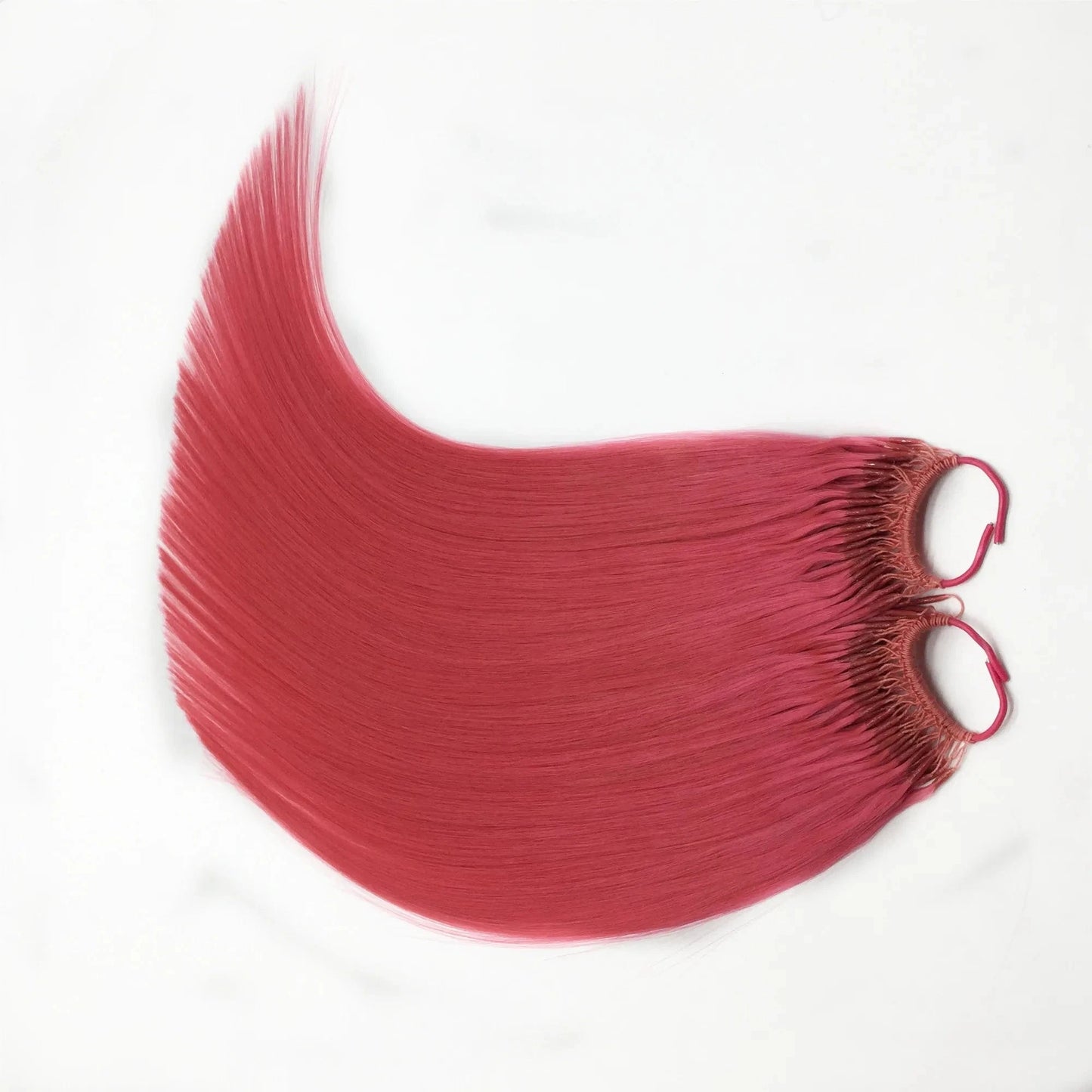 Full thick ends remy human hair beautiful pink colour cotton thread twins I tip hair extension wigs