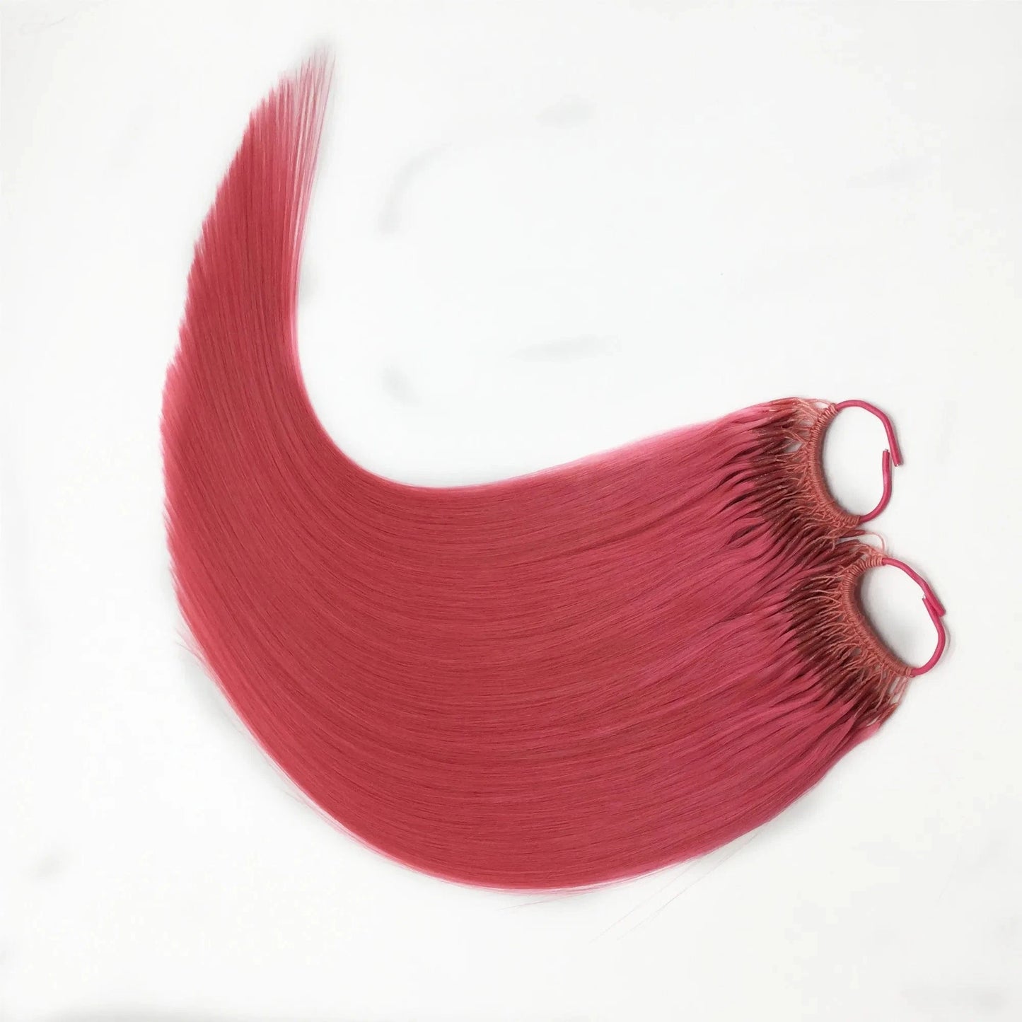 Full thick ends remy human hair beautiful pink colour cotton thread twins I tip hair extension wigs