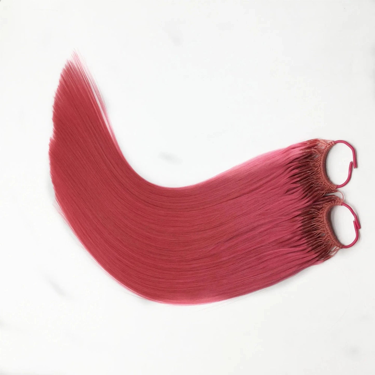 Full thick ends remy human hair beautiful pink colour cotton thread twins I tip hair extension wigs