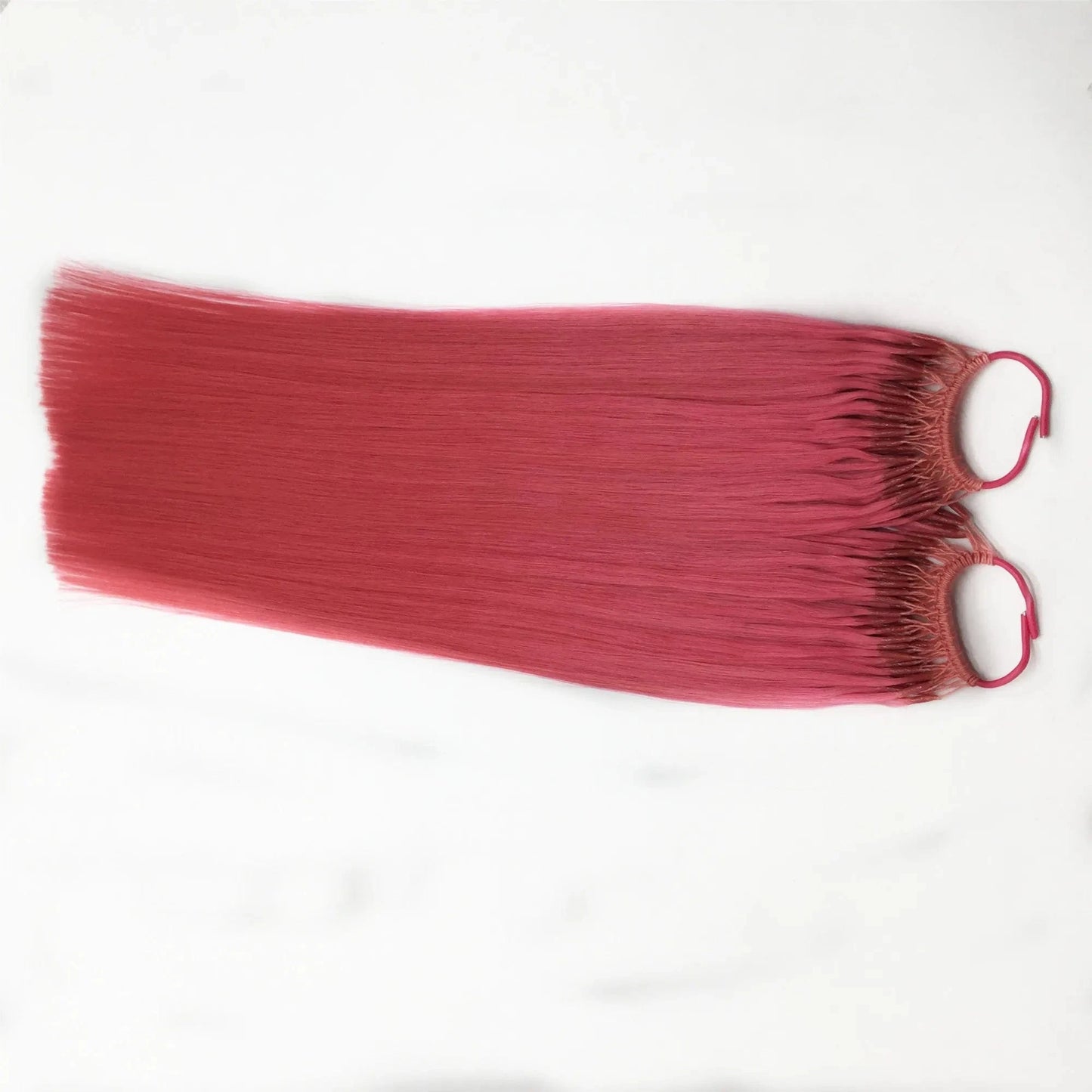 Full thick ends remy human hair beautiful pink colour cotton thread twins I tip hair extension wigs