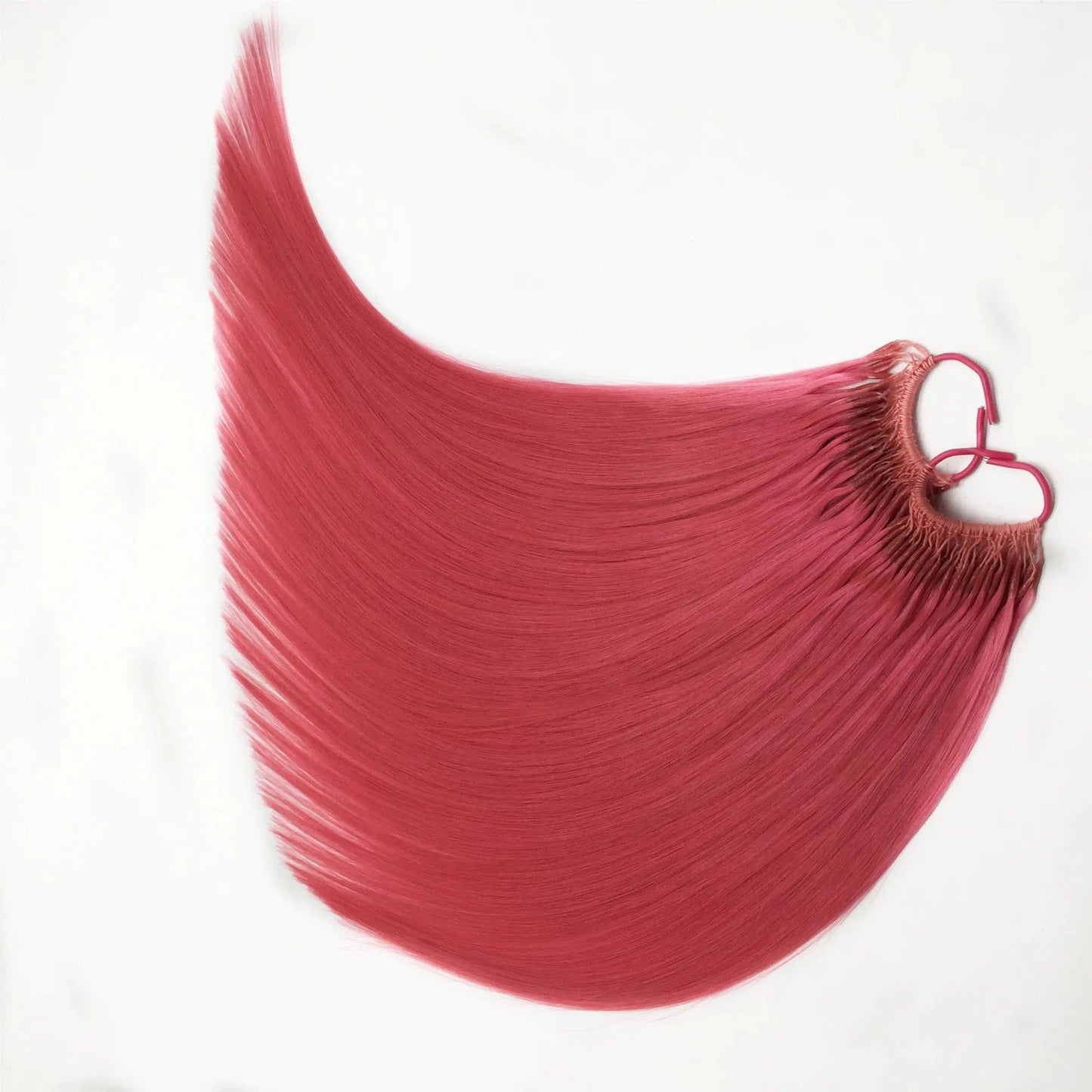Full thick ends remy human hair beautiful pink colour cotton thread twins I tip hair extension wigs
