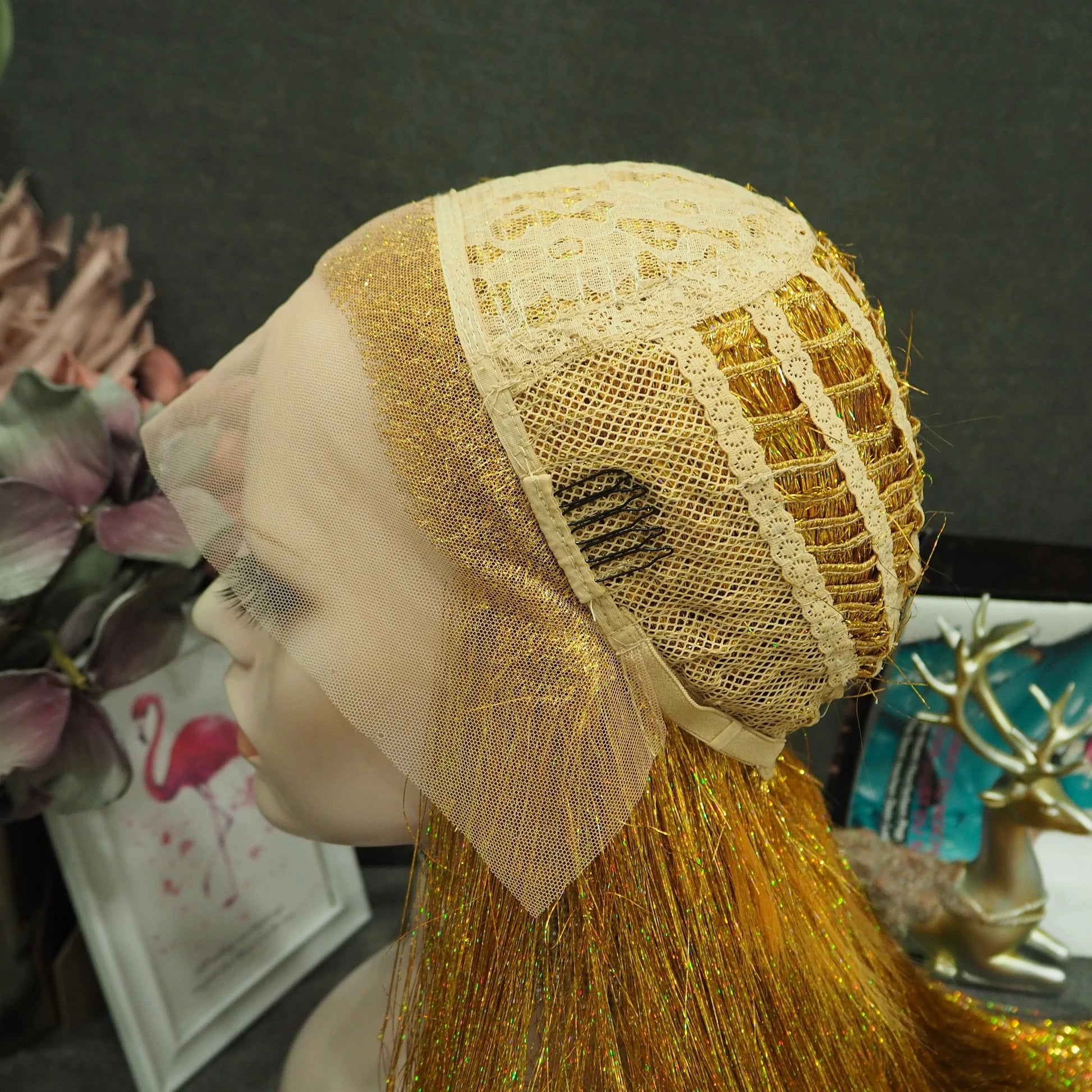 Full Tinsel Hair Lace Front Wig Glitter Silky Straight Overnight Delivery Synthetic Lace wigs
