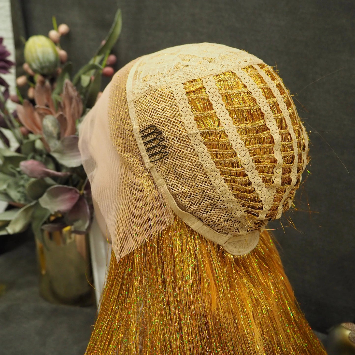 Full Tinsel Hair Lace Front Wig Glitter Silky Straight Overnight Delivery Synthetic Lace wigs