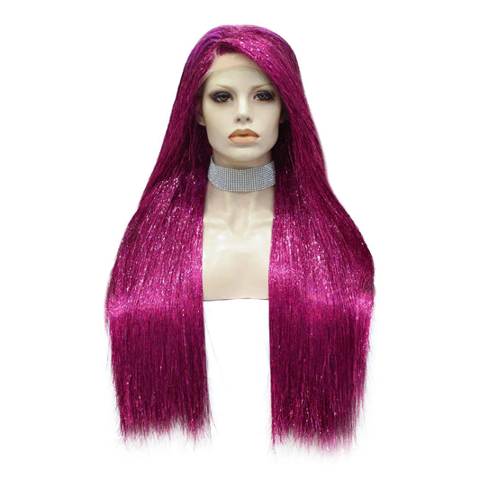 Full Tinsel Hair Lace Front Wig Silky Straight Overnight Delivery Synthetic Lace wigs