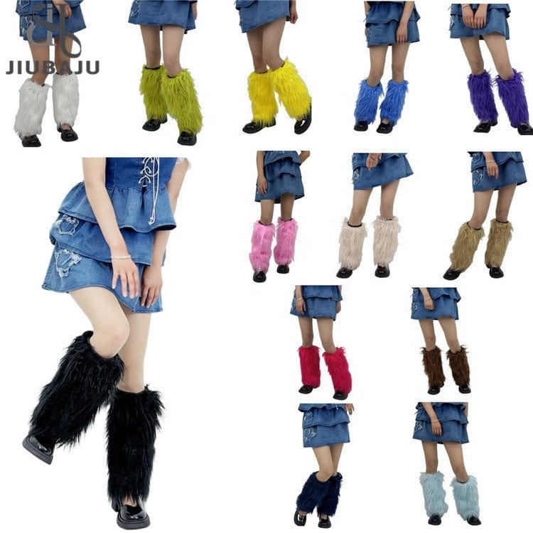 Furry Leg Warmers Fur Socks Women Fur Leg Warmers Girls Boot Cover Harajuku Fur Winter Spice Foot Warming Cover