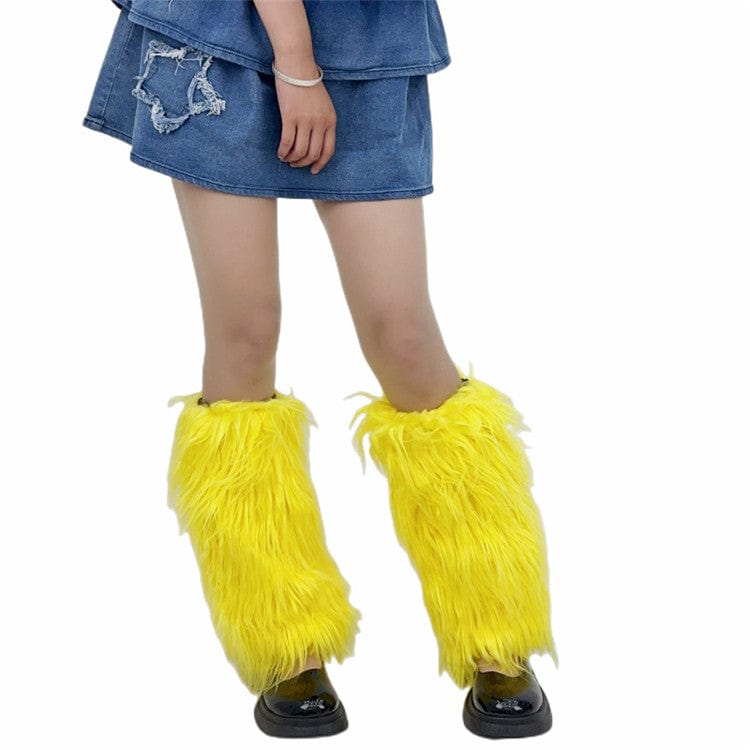 Furry Leg Warmers Fur Socks Women Fur Leg Warmers Girls Boot Cover Harajuku Fur Winter Spice Foot Warming Cover