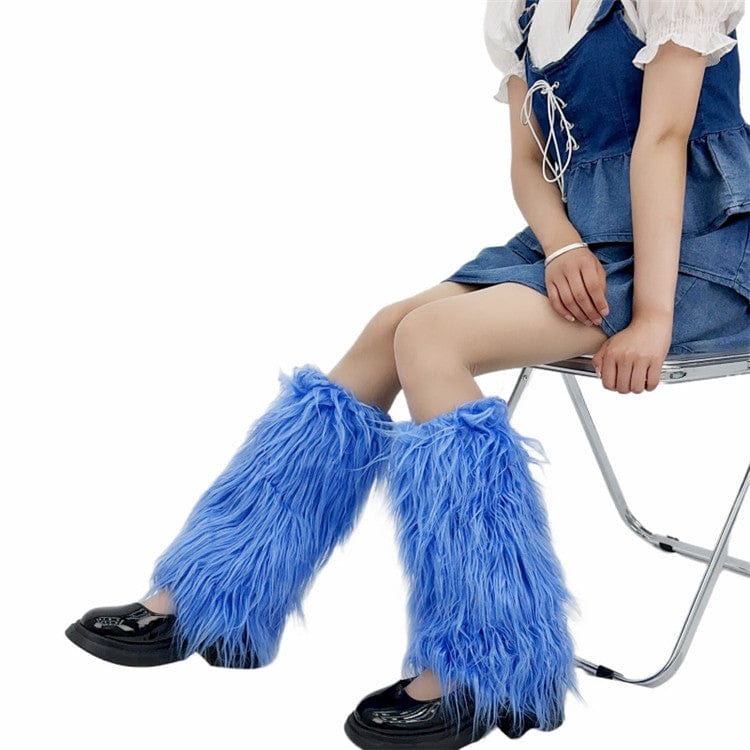 Furry Leg Warmers Fur Socks Women Fur Leg Warmers Girls Boot Cover Harajuku Fur Winter Spice Foot Warming Cover