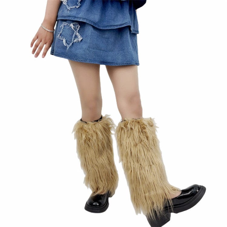 Furry Leg Warmers Fur Socks Women Fur Leg Warmers Girls Boot Cover Harajuku Fur Winter Spice Foot Warming Cover
