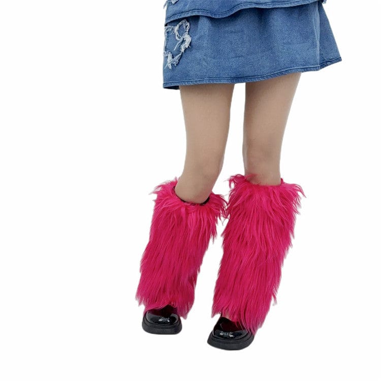 Furry Leg Warmers Fur Socks Women Fur Leg Warmers Girls Boot Cover Harajuku Fur Winter Spice Foot Warming Cover