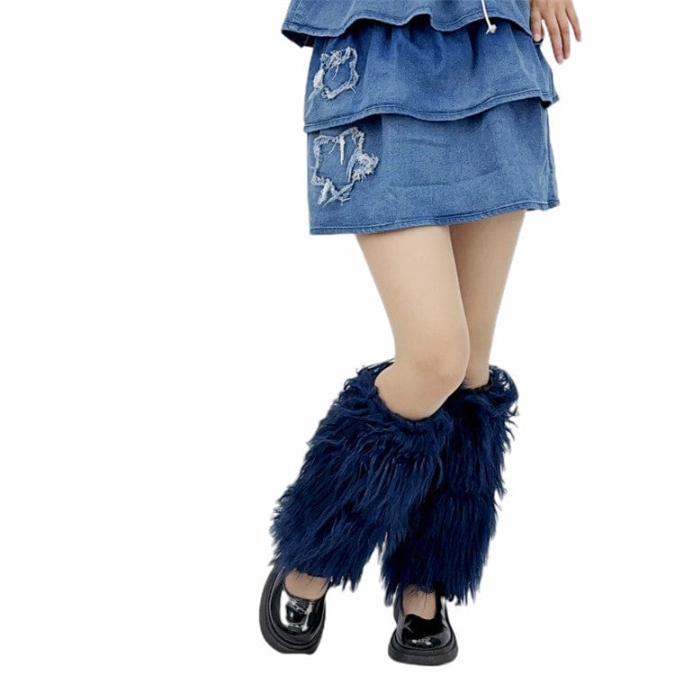 Furry Leg Warmers Fur Socks Women Fur Leg Warmers Girls Boot Cover Harajuku Fur Winter Spice Foot Warming Cover