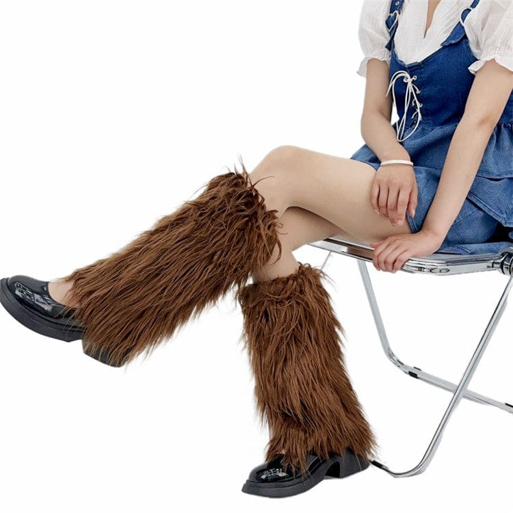 Furry Leg Warmers Fur Socks Women Fur Leg Warmers Girls Boot Cover Harajuku Fur Winter Spice Foot Warming Cover