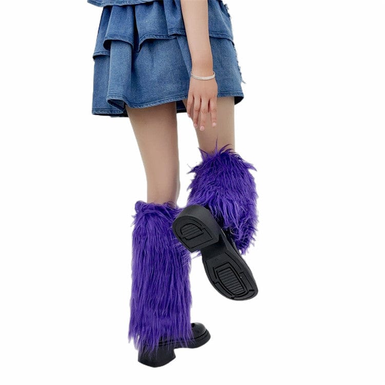 Furry Leg Warmers Fur Socks Women Fur Leg Warmers Girls Boot Cover Harajuku Fur Winter Spice Foot Warming Cover