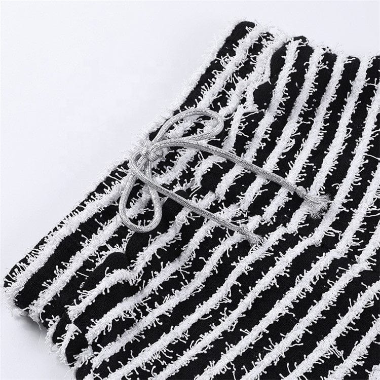 Furry Sexy Y2K Clothes High Waist Stripe Shorts Pant For Women Club Korean Fashion Fur Shorts