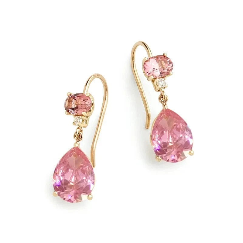 G60201022105C-1 gold Pre-sale products,need to wait for production/ 925 silver pink zircon drop pendant gold plated hoop earrings women