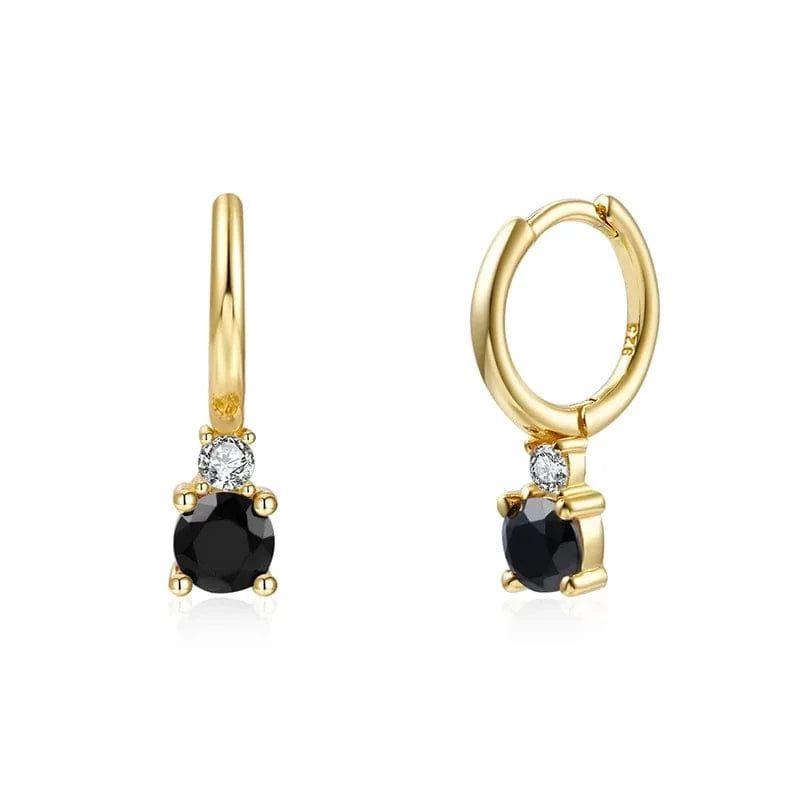 G60202241290C-5 black 925 sterling silver statement earrings colorful four-claw diamond pendant gold plated hoop earrings jewelry women