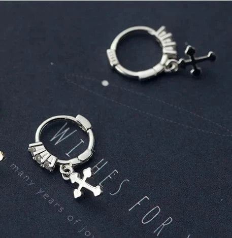 G6381 Silver wholesale 925 silver earrings jewelry women 18K gold plated sterling silver geometric cross drop earrings for women