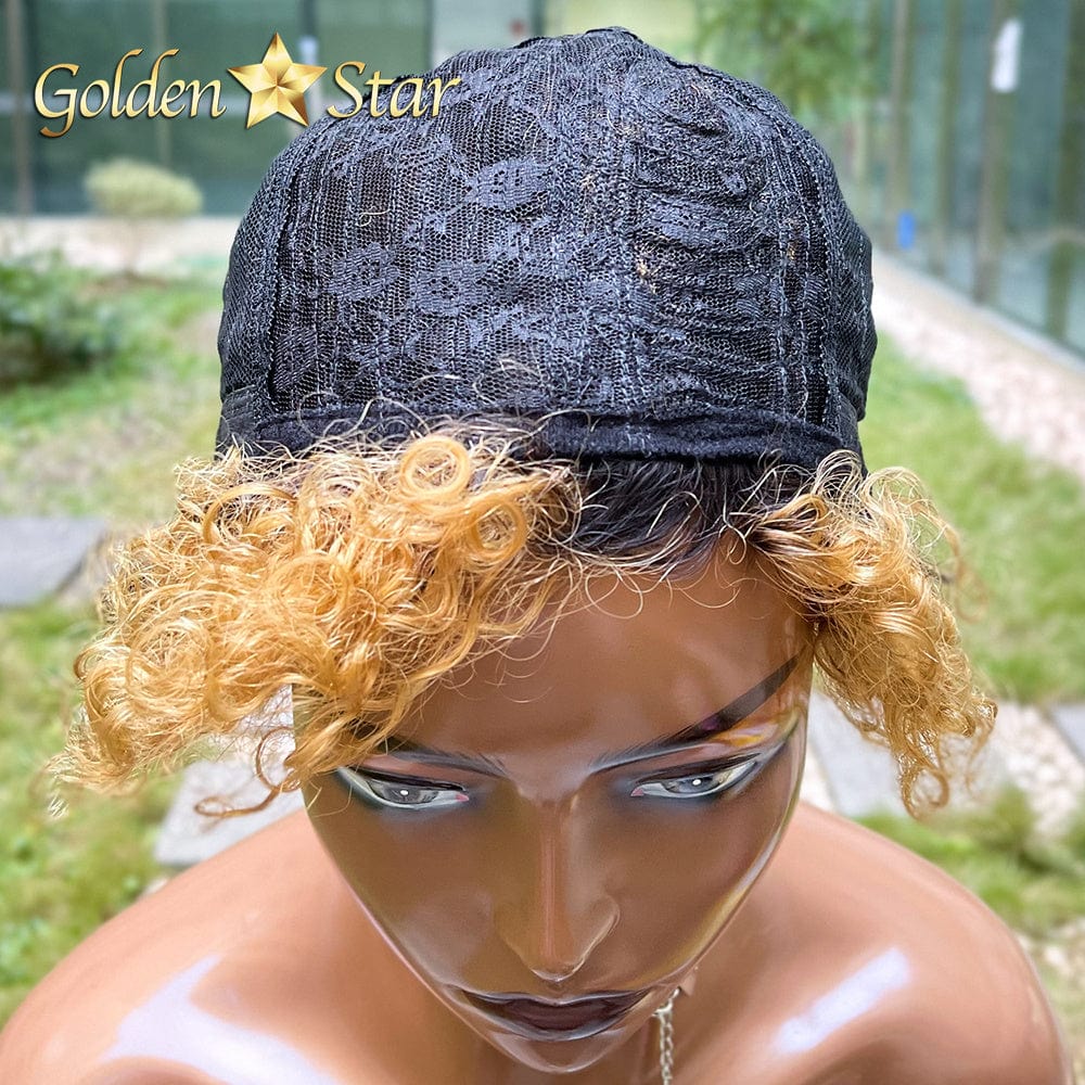 GD Popular Pixie Human Hair Wig Brazilian 8 Inch Cut Wig Short Ombre Color Bob Lace Front Wig With Wholesale Price