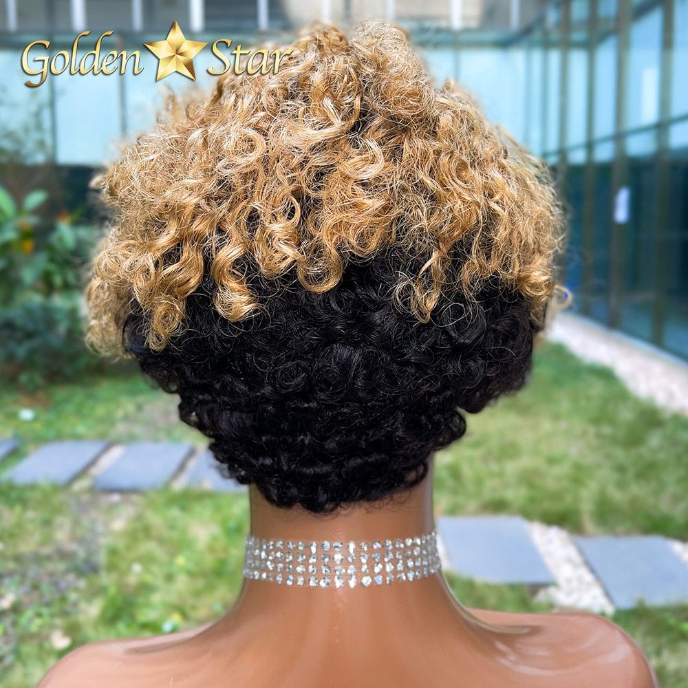 GD Popular Pixie Human Hair Wig Brazilian 8 Inch Cut Wig Short Ombre Color Bob Lace Front Wig With Wholesale Price