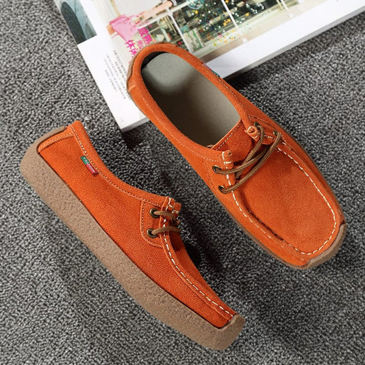 Genuine Leather Women Slip On boat Shoes Casual outdoor  Loafers Cow Suede Sneakers Ladies Shallow Footwear light walking shoes