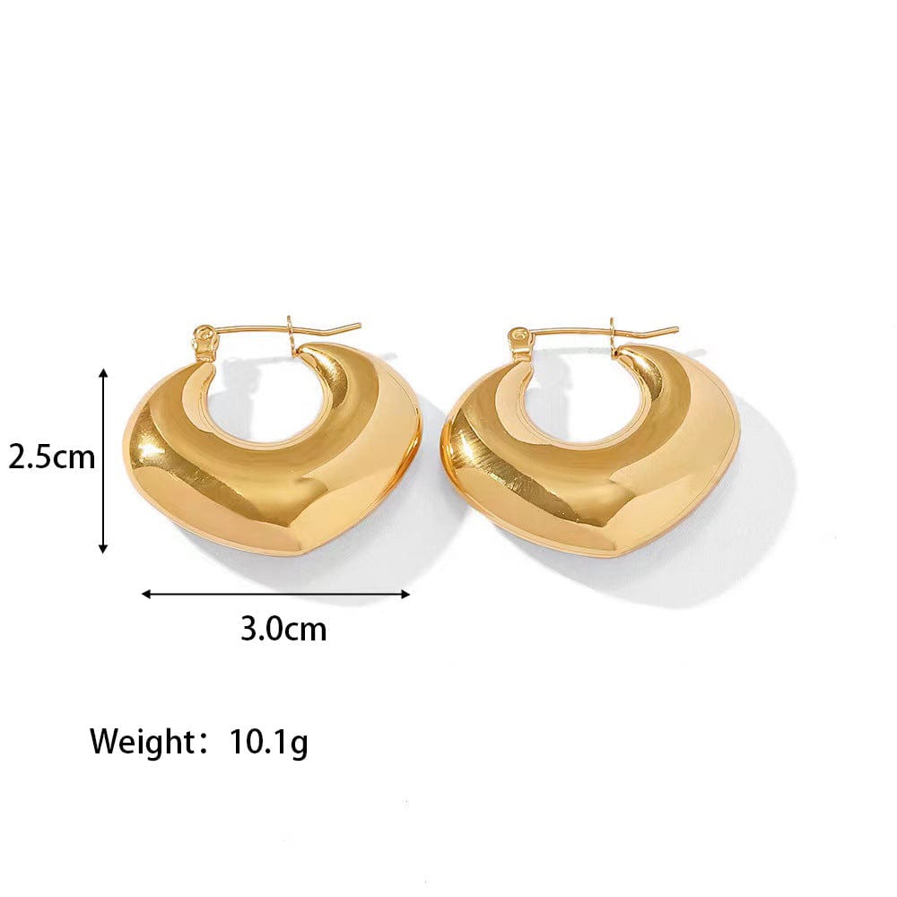 Geometric Void Stainless Steel Earring Buckle for Women Shiny Rose Gold Color Small Large Hoop Earrings Punk Hip Hop Jewelry