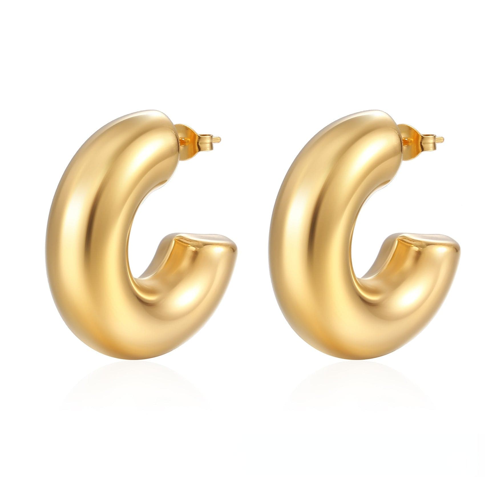 Geometric Void Stainless Steel Earring Buckle for Women Shiny Rose Gold Color Small Large Hoop Earrings Punk Hip Hop Jewelry