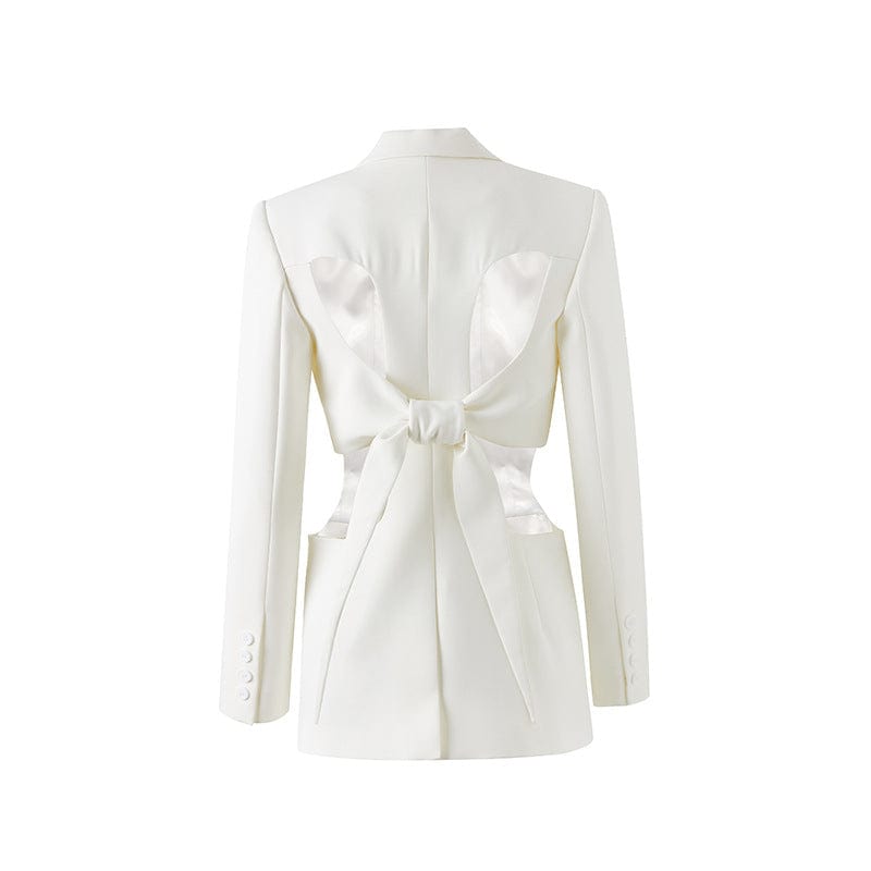 Getspring Women Blazer Autumn Hollow Out White  Women Blazers And Jackets Irregular Vintage Sexy Womens Blazers Long Sleeve 2022