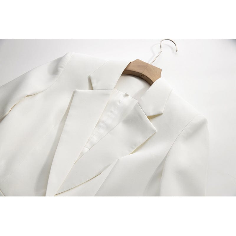 Getspring Women Blazer Autumn Hollow Out White  Women Blazers And Jackets Irregular Vintage Sexy Womens Blazers Long Sleeve 2022