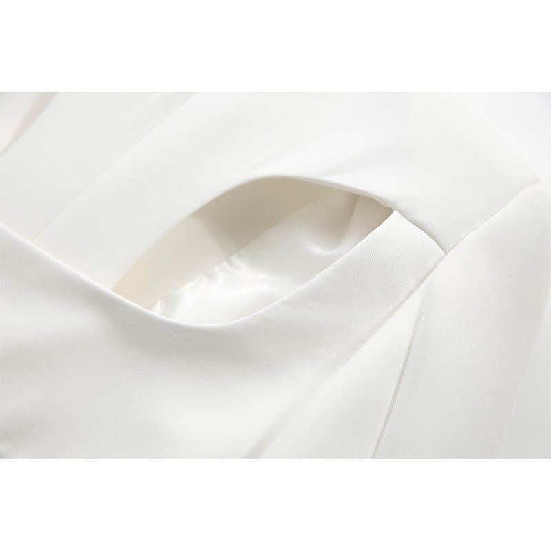 Getspring Women Blazer Autumn Hollow Out White  Women Blazers And Jackets Irregular Vintage Sexy Womens Blazers Long Sleeve 2022