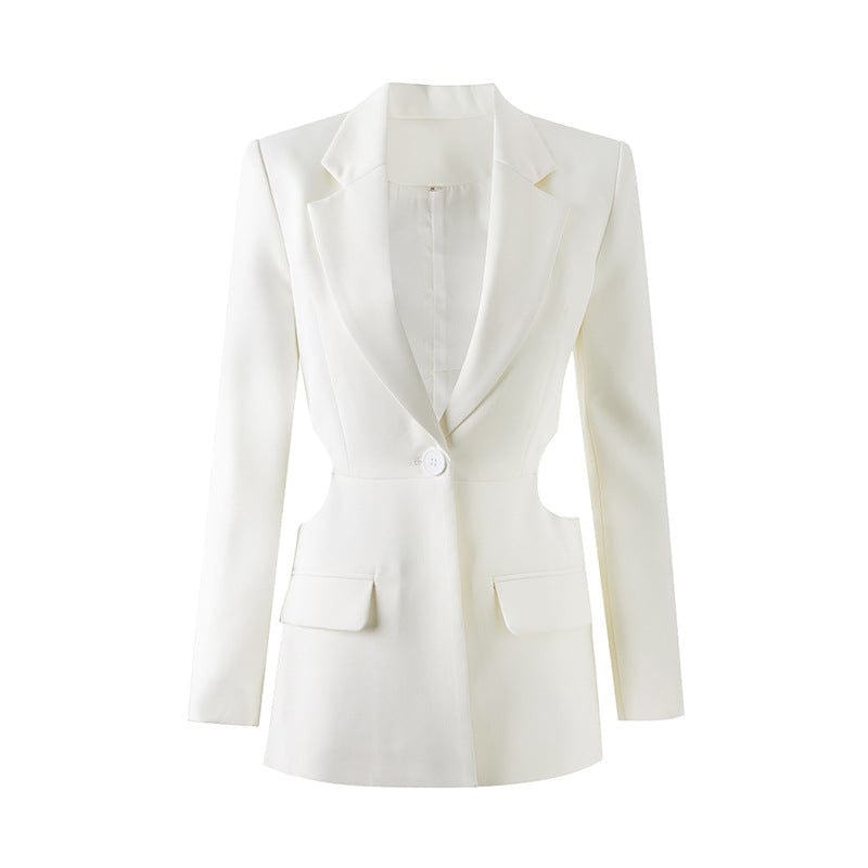 Getspring Women Blazer Autumn Hollow Out White  Women Blazers And Jackets Irregular Vintage Sexy Womens Blazers Long Sleeve 2022