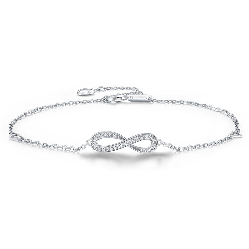 GFJG0006A-Silver Fashion 925 Sterling Silver Cubic Zirconia Infinity Bracelet Endless Love Symbol charm bracelet