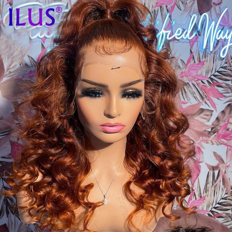 Ginger Color HD Lace Front Human Hair Wigs Orange Loose Wave 10 Inch Bob Wig 360 Full Lace Front Human Hair Wigs For Black Women