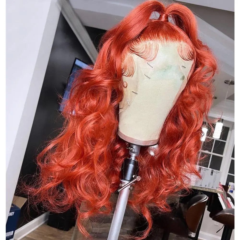 Ginger Orange Lace Front Human Hair Wig Colored 13*4 Lace Frontal Wig Human Hair Wigs Loose wave 150% Density Remy Brazilian