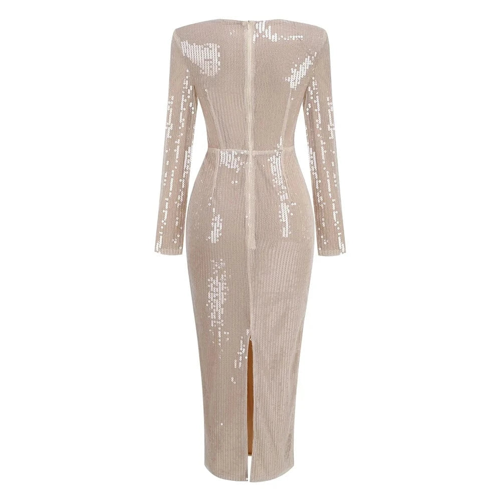 Girls Clothes Elegant Red Hollow Out Dress Sequined Sexy Party Ladies Maxi Dresses For Women