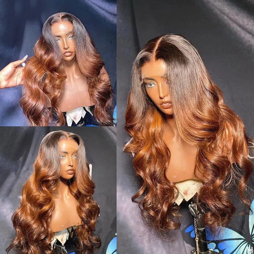 Glueless Black Brown Color Water Wave Wig Pre Plucked Transparent HD Cuticle Aligned Human Hair Lace Front Wigs