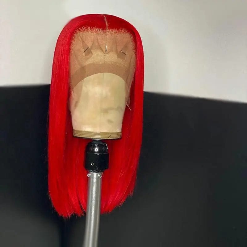 Glueless Cuticle Aligned Brown Highlight Color Straight Bob Cut Pixie Wig Pre Plucked Lace Front Wigs