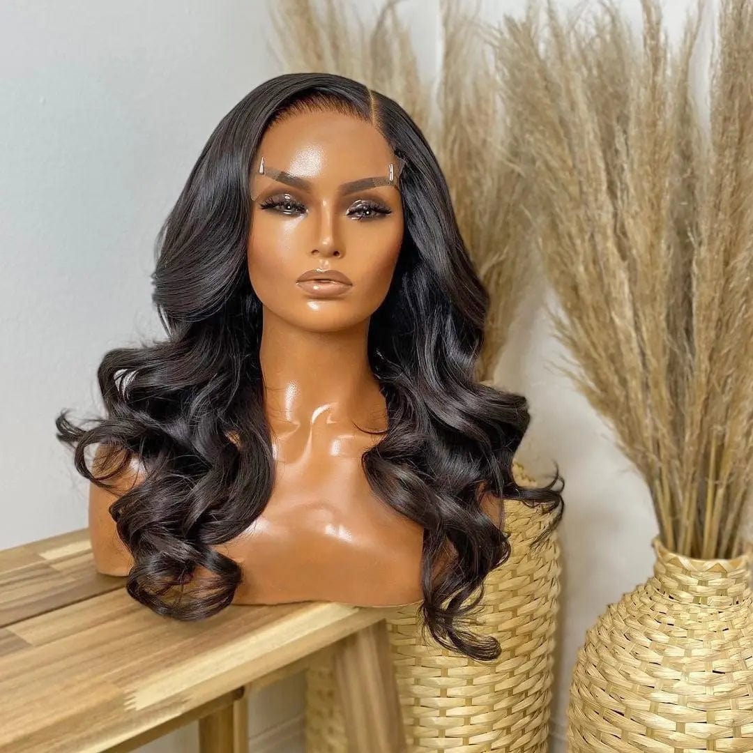 Glueless Pre Plucked Natural Black Color Wig Loose Wave Cuticle Aligned Unprocessed Human Hair Lace Front Wig
